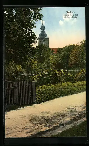 AK Rodach, Blick auf die Kirche von der Rückerstrasse aus