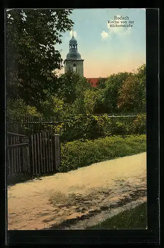 AK Rodach, Blick auf die Kirche von der Rückerstrasse aus