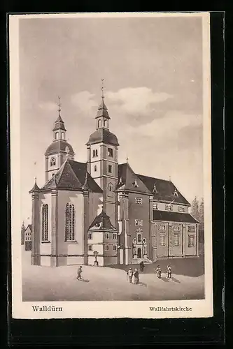 AK Walldürn, Wallfahrtskirche mit Besuchern