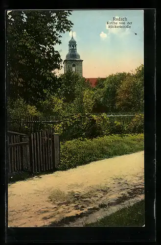 AK Rodach, Blick auf die Kirche von der Rückerstrasse aus