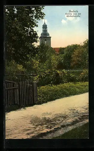 AK Rodach, Blick auf die Kirche von der Rückerstrasse aus