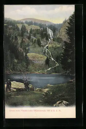 AK Münster i. E., Fischboedle im Münstertal, Wasserfall