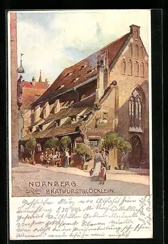 Künstler-AK Nürnberg, Gasthaus Bratwurstglöcklein