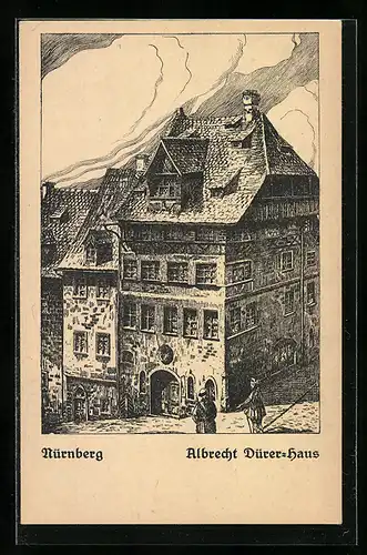 Künstler-AK Nürnberg, Albrecht Dürer-Haus aus der Vogelschau, Alt-Nürnberg