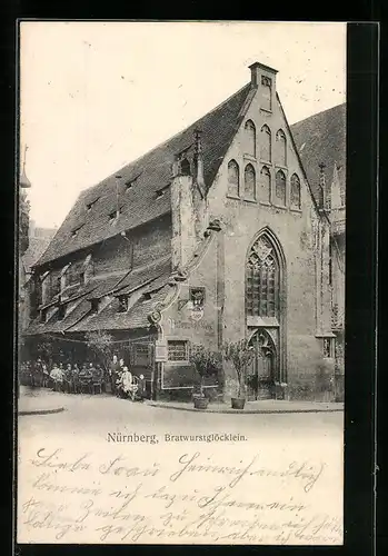 AK Nürnberg, Gasthaus Bratwurstglöcklein mit Gästen