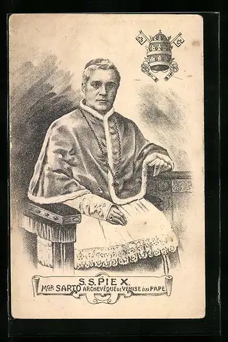 AK Papst Pius X., Portrait, Tiara