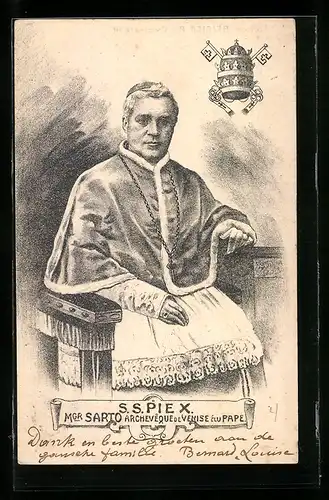 AK Papst Pius X., Portrait, Tiara