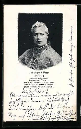 AK Portrait Papst Pius X., Guiseppe Sarto