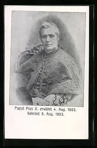 AK Papst Pius X., Anlasskarte Wahl und Krönung 1903