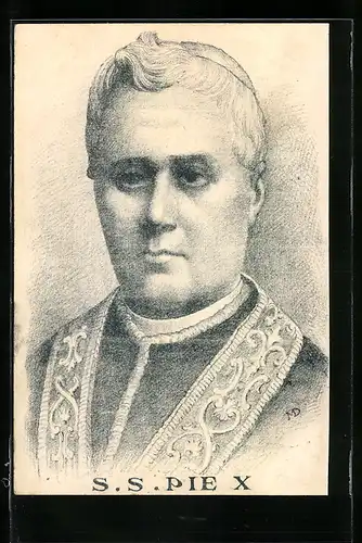 Künstler-AK Papst Pius X., Portrait als junger Mann