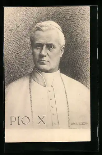 AK Papst Pius X. mit Halskette