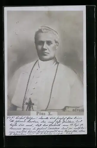 AK Papst Pius X. in weisser Soutane