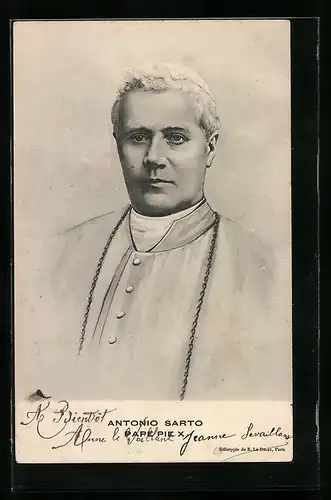 AK Papst Pius X. mit Kette