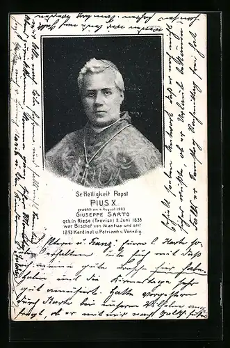AK Papst Pius X., Portrait und Kurzvita