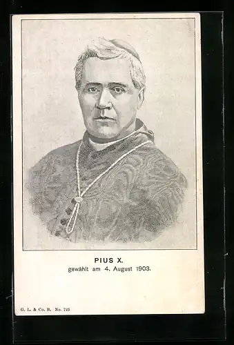 Künstler-AK Pius X. als frisch gewählter Papst