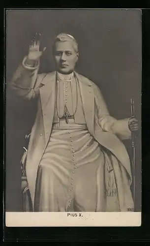 AK Papst Pius X. mit segnender Hand