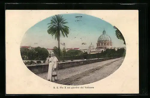 AK Roma, S. S. Pio X nei giardini del Vaticano