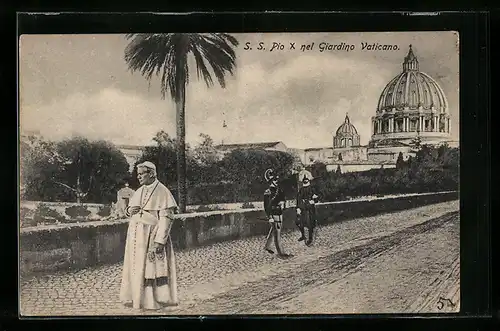 AK Roma, Pio X nei Giardino Vaticano