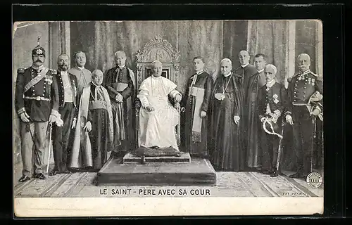AK Papst Pius X. mit seinem Hofstaat