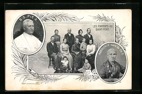 AK Porträt von Papst Pius X., seiner Mutter und Familie