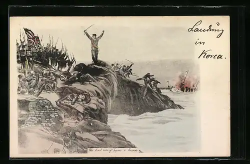 AK Russisch-Japanischer Krieg, Schlachtszene an der Küste