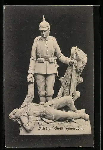 AK Ich hatt` einen Kameraden, Statue Soldat mit sterbendem Kameraden, 1. Weltkrieg