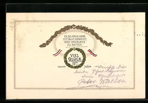 AK Es sei mein Herz mit Blut geweiht..., Neujahrsgruss