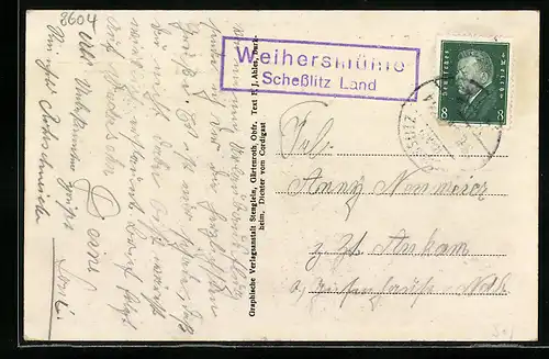 AK Landpoststempel Weihersmühle, Schesslitz Land