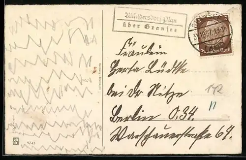 AK Landpoststempel Altlüdersdorf-Plan über Gransee
