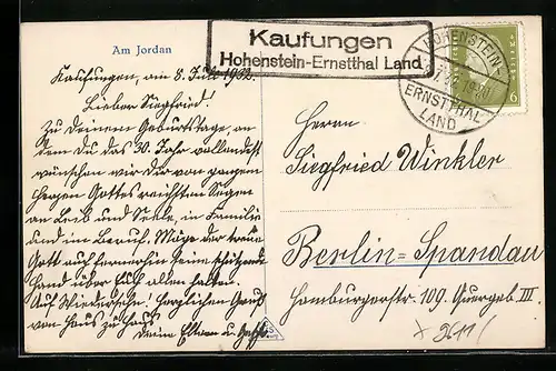 AK Landpoststempel Kaufungen Hohenstein-Ernstthal Land