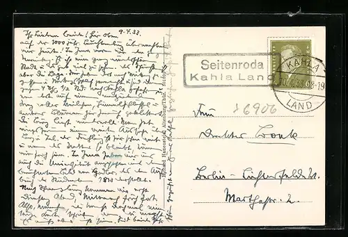 AK Landpoststempel Seitenroda Kahla Land