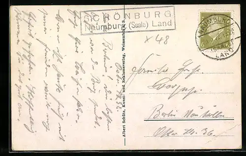 AK Landpoststempel Schönburg Naumburg (Saale) Land