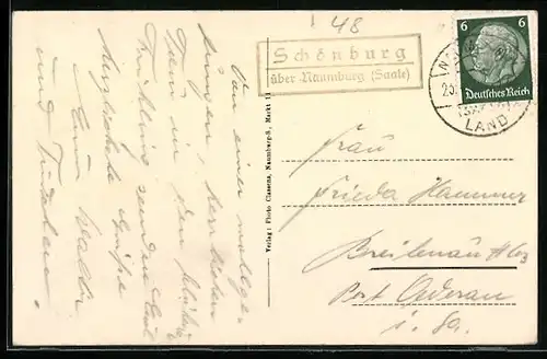 AK Landpoststempel Schönburg über Naumburg (Saale)
