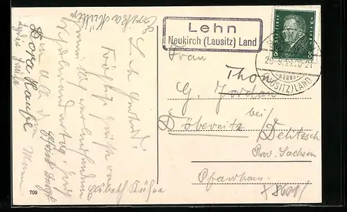 AK Landpoststempel Lehn Neukirch (Lausitz) Land