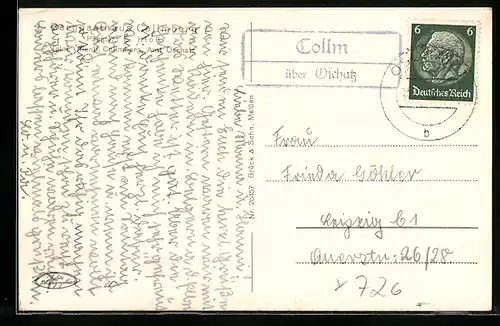 AK Landpoststempel Collm über Oschatz