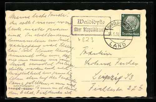 AK Landpoststempel Waldidylle über Dippoldiswalde