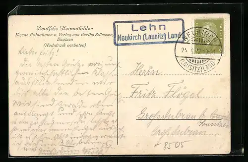 AK Landpoststempel Lehn Neukirch (Lausitz) Land