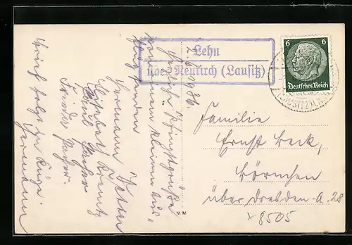 AK Landpoststempel Lehn über Neukirch (Lausitz)