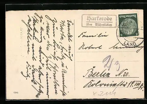 AK Landpoststempel Harkerode über Aschersleben