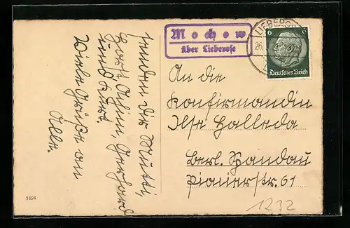 AK Landpoststempel Mochow über Lieberose
