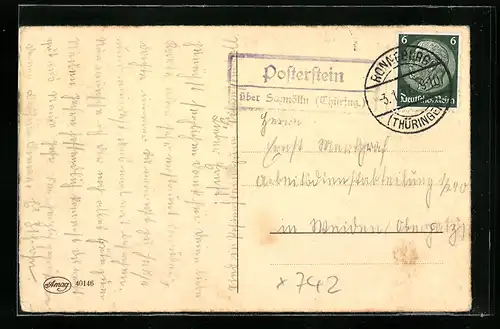 AK Landpoststempel Posterstein über Schmölln (Thüring.)