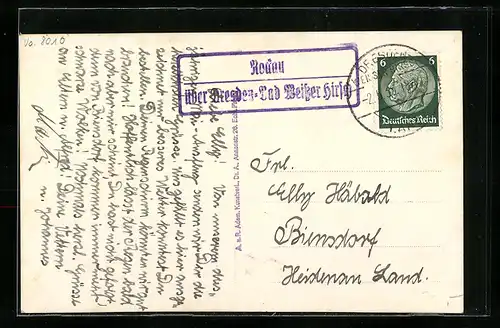 AK Landpoststempel Rodau über Dresden-Bad Weisser Hirsch