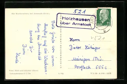 AK Landpoststempel Holzhausen über Arnstadt