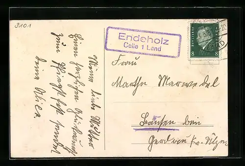 AK Landpoststempel Endeholz Celle 1 Land
