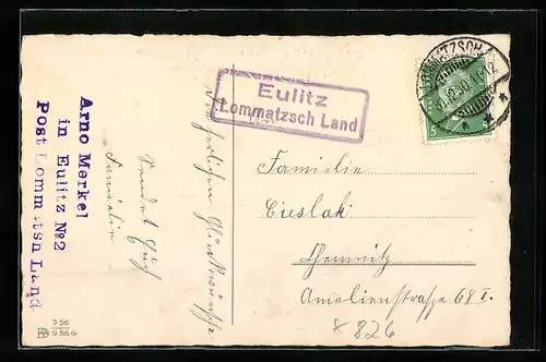 AK Landpoststempel Eulitz Lommatzsch Land