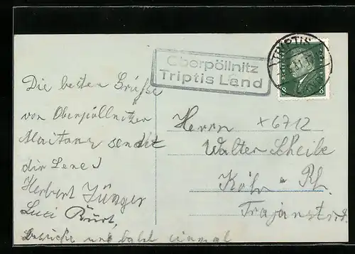 AK Landpoststempel Oberpöllnitz Triptis Land