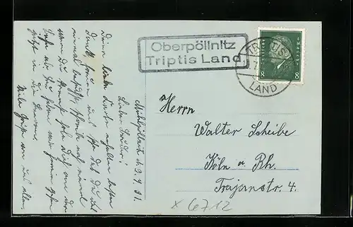 AK Landpoststempel Oberpöllnitz Triptis Land