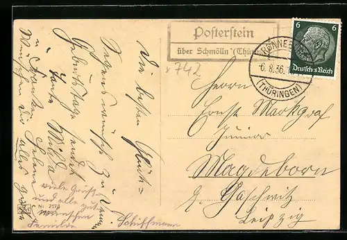 AK Landpoststempel Posterstein über Schmölln (Thüring.)
