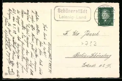 AK Landpoststempel Schönerstädt Leisnig-Land