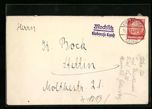 AK Landpoststempel Mochlitz-Lieberose Land